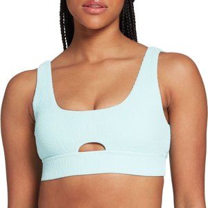NWT CALIA Women's Textured Keyhole Bikini Top Swimsuit XS Ice Blue $45 1C299